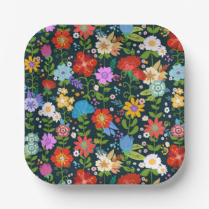 Assiettes En Carton Motif de fleurs sans soudure Ditsy-13554