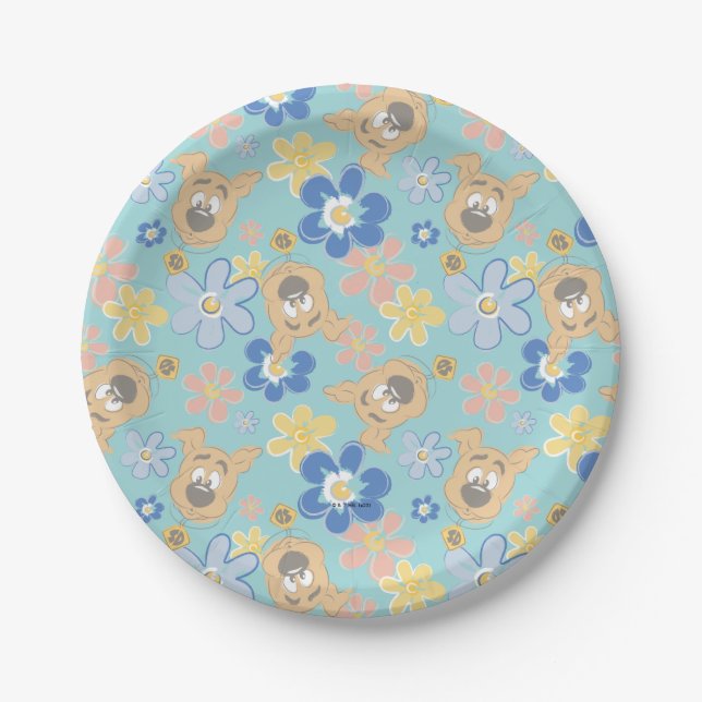 Assiettes En Carton Motif de fleurs Scooby-Doo (Devant)