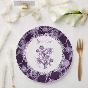 Assiettes En Carton motif de fleurs violettes