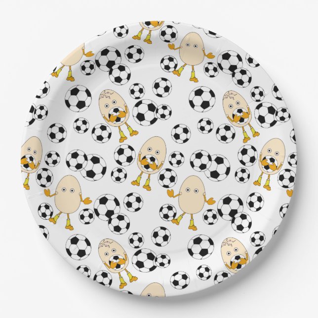 Assiettes En Carton Motif de football Egghead (Devant)