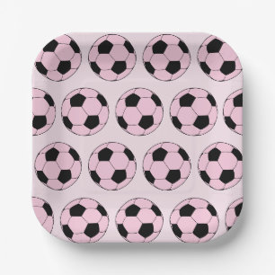Assiettes En Carton Motif de football rose