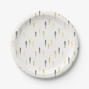 Assiettes En Carton Motif de forêt d'arbre de Noël