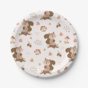 Assiettes En Carton Motif de forêt de l'écureuil mou