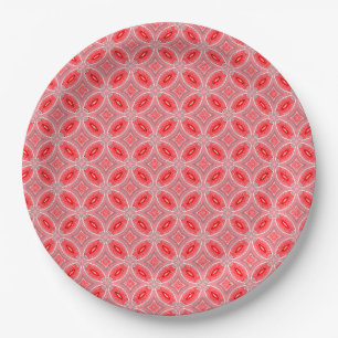Assiettes En Carton Motif de formulaires Abstraits rouges