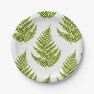 Assiettes En Carton Motif de fougère aquarelle