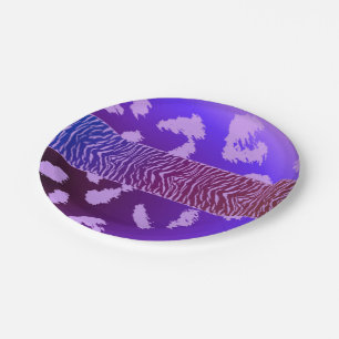 Assiettes En Carton Motif de fourrure d'animal sauvage pourpre