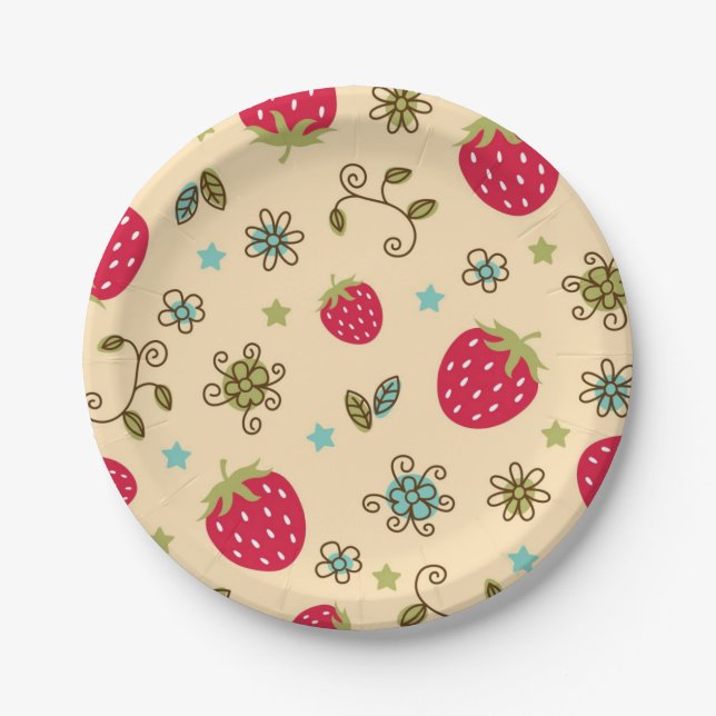 Assiettes En Carton Motif de fraises (Devant)