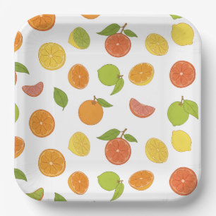 Assiettes En Carton Motif de fruits d'agrumes
