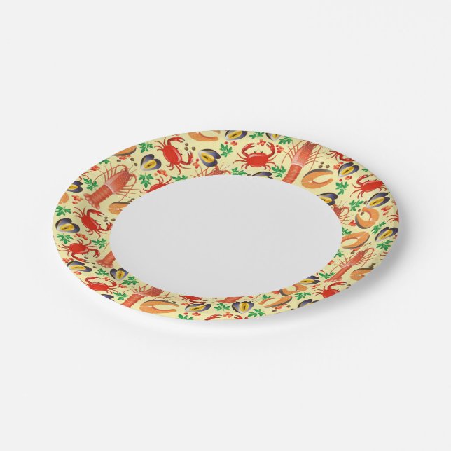 Assiettes En Carton Motif de fruits de mer (Angle)