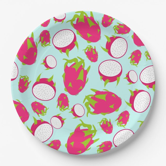 Assiettes En Carton Motif de fruits dragon (Devant)
