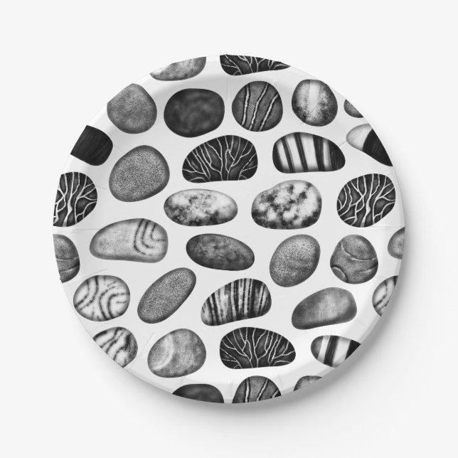 Assiettes En Carton Motif de galets (Devant)