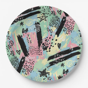 Assiettes En Carton Motif de graffiti urbain coloré (12)