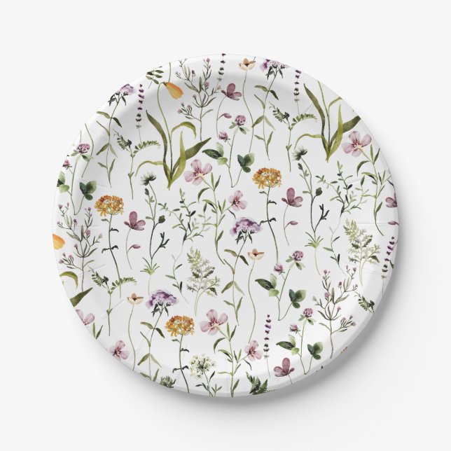 Assiettes En Carton Motif de jardin fleur sauvage (Devant)