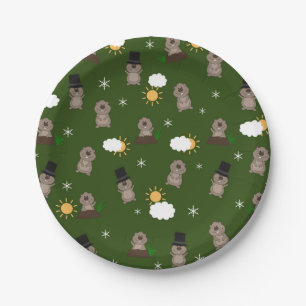 Assiettes En Carton Motif de jour de Groundhog