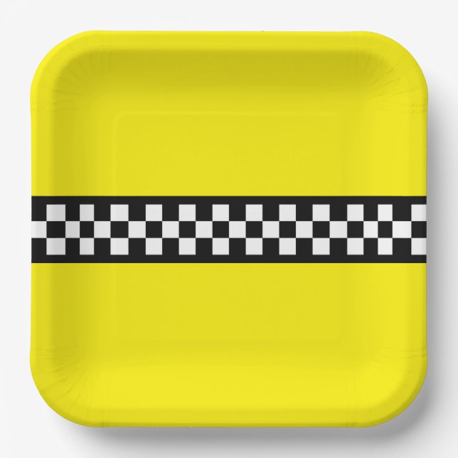 Assiettes En Carton Motif de la bande de contrôle de taxi (Recto)