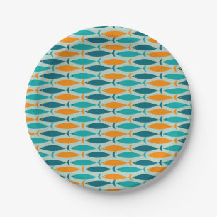 Assiettes En Carton Motif de la bande de poisson moderne du milieu du