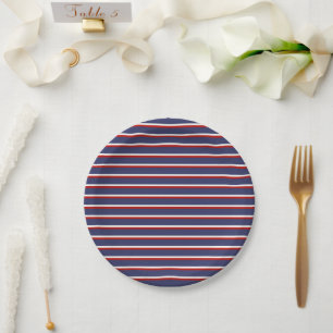 Assiettes En Carton Motif de la bande rouge bleue de la Marine