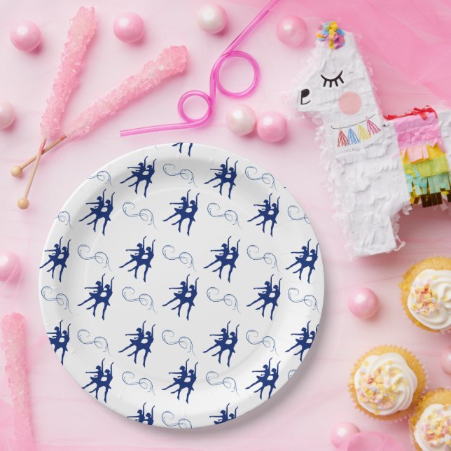 Assiettes En Carton Motif de la danseuse de ballet bleu (Fête)