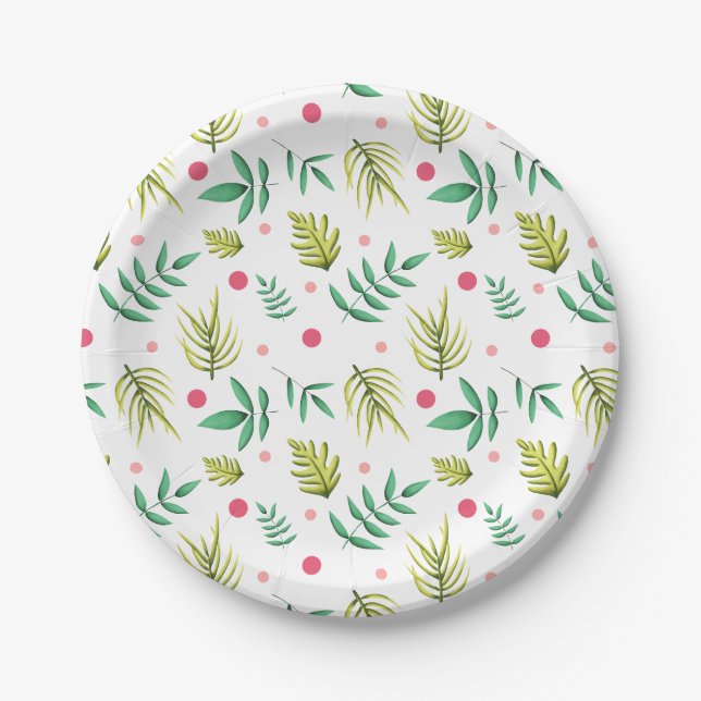 Assiettes En Carton Motif de la fête d'été tropicale (Devant)