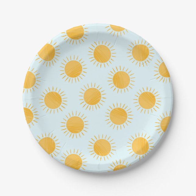 Assiettes En Carton Motif de la journée du Doodle Sunshine (Devant)