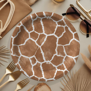 Assiettes En Carton Motif de la peau de girafe selle Brown ID1152