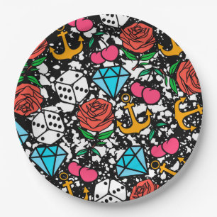Assiettes En Carton Motif de la vieille école