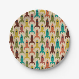 Assiettes En Carton Motif de l'ère atomique de l'ère atomique des roqu