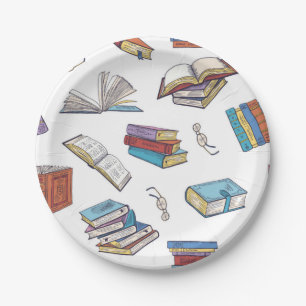 Assiettes En Carton Motif de livre