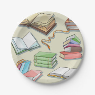 Assiettes En Carton Motif de livre