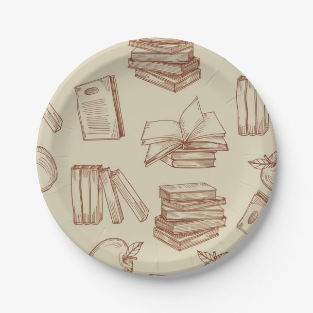 Assiettes En Carton Motif de livre (Devant)