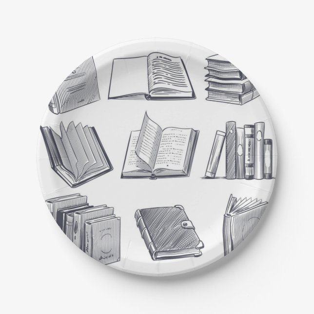 Assiettes En Carton Motif de livre (Devant)