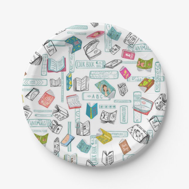 Assiettes En Carton Motif de livre (Devant)