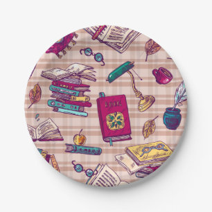 Assiettes En Carton Motif de livre