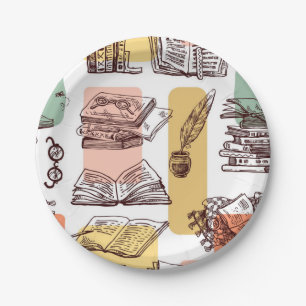 Assiettes En Carton Motif de livre