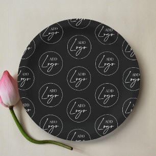 Assiettes En Carton Motif de logo d'entreprise minimaliste personnalis