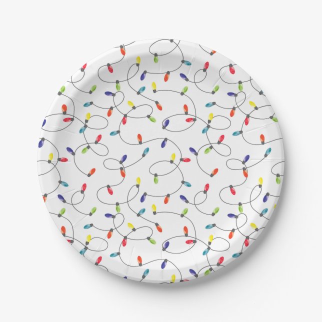 Assiettes En Carton Motif de lumières de Noël (Devant)