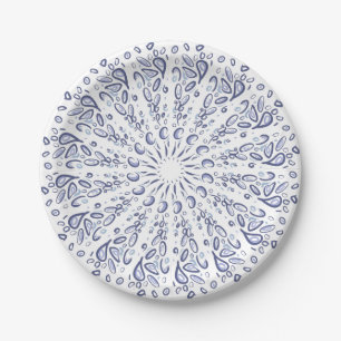 Assiettes En Carton Motif de mandala bleu