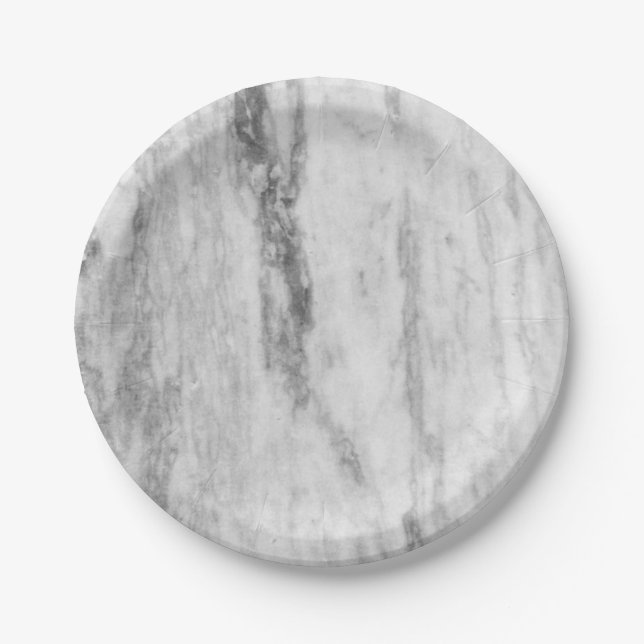 Assiettes En Carton Motif de marbre blanc et gris de texture (Devant)
