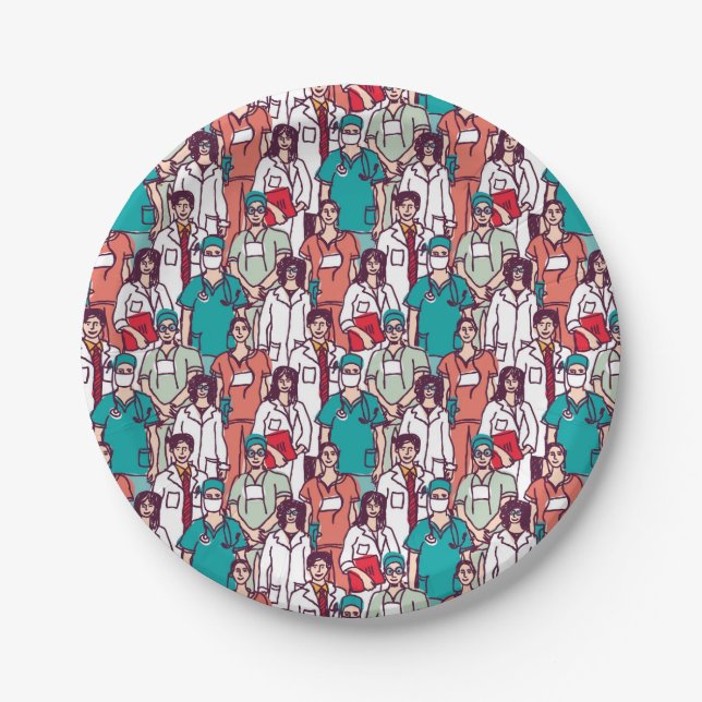 Assiettes En Carton Motif de médecin et de chirurgien (Devant)