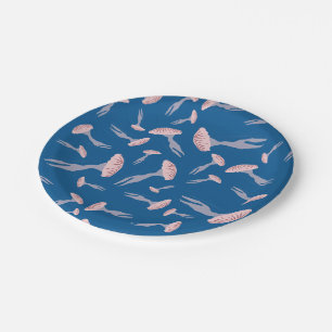 Assiettes En Carton Motif de méduse de l'océan bleu profond