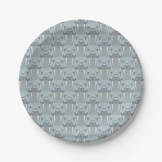 Assiettes En Carton Motif de moustache de morse (Devant)