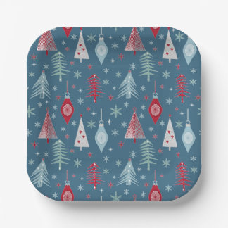 Assiettes En Carton Motif de Noël d'hiver.