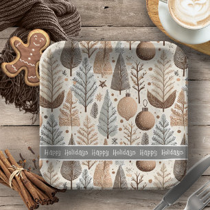 Assiettes En Carton Motif de Noël Earth Tones #25 ID1009
