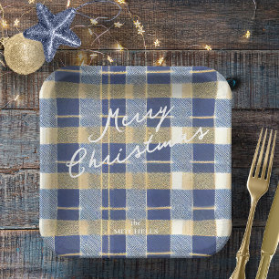 Assiettes En Carton Motif de Noël en or bleu n° 7 ID1009