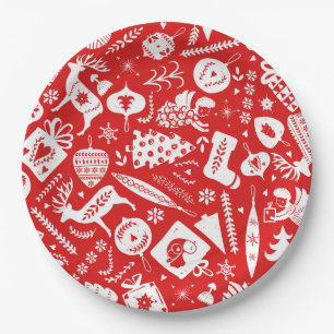 Assiettes En Carton Motif de Noël scandinave