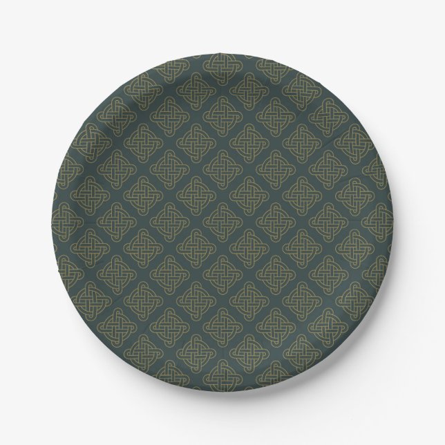 Assiettes En Carton Motif de noeud celtique élégant (Devant)