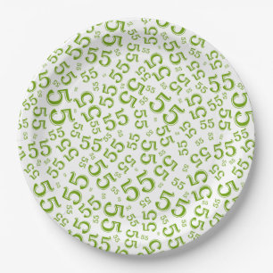 Assiettes En Carton Motif de nombre aléatoire 55 vert/blanc