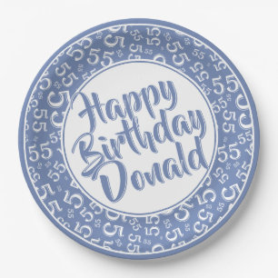 Assiettes En Carton Motif de nombre aléatoire bleu/blanc 55