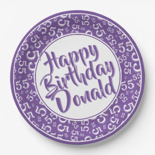 Assiettes En Carton Motif de nombre aléatoire violet/blanc 55ème