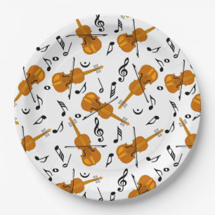 Assiettes En Carton Motif de notes de musique violon